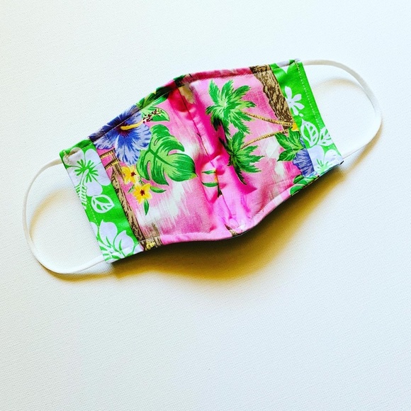 NEW Handmade Blue Lucky Cat Print Face Mask - Picture 3 of 5